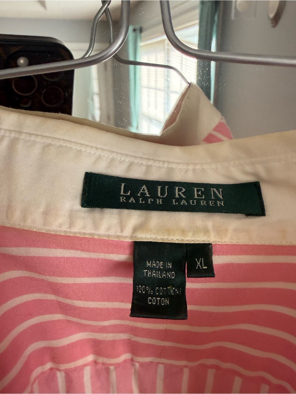 Lauren Ralph Lauren Pink & White Striped Cotton Shirt